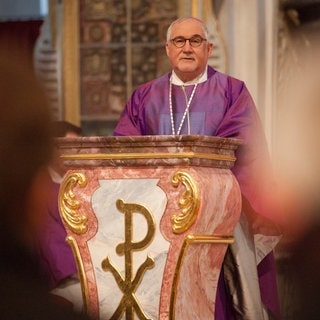 Gebhard Fürst, Bischof von Rottenburg-Stuttgart, spricht am 2016 in der Klosterkirche des Klosters Schöntal