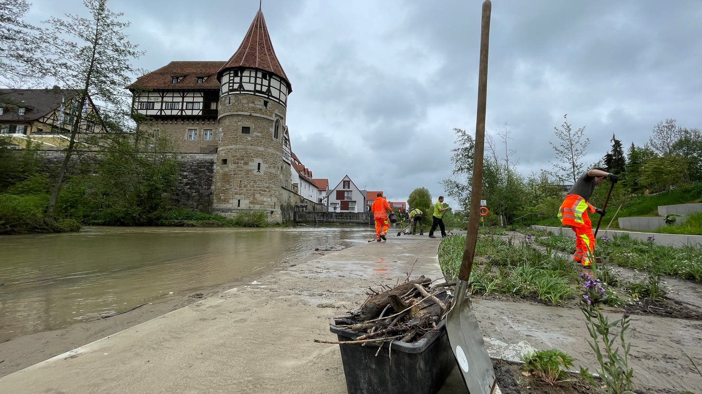 Hochwasser in Balingen - auch das Gelände der Gartenschau ist betroffen.