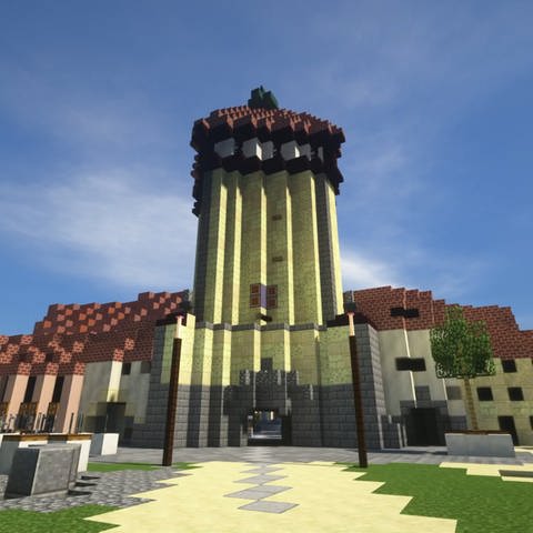 Das Tübinger Tor in Reutlingen im Videospiel Minecraft.