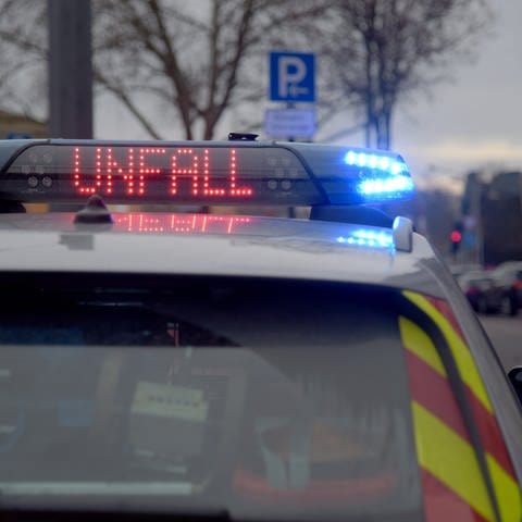 Ein Polizeiauto mit Blaulich - bei einem Unfall in Lichtenstein sind ein Mädchen und ein Junge schwer verletzt worden