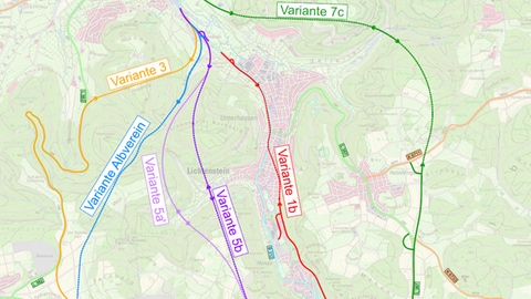 Die B312 bei Lichtenstein im Kreis Reutlingen soll verlegt werden - das steht schon länger fest. Jetzt hat das Tübinger Regierungspräsidium bekanntgegeben hat, welche neuen Strecken es bevorzugt. Die Gemeinde Lichtenstein ist überrascht.