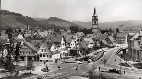 Metzingen 1969. Bild aus dem Buch Der Landkreis Reutlingen von oben, erschienen im Silberburgverlag