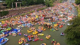 Tausende Teilnehmer auf der Donau beim Ulmer Nabada am Schwörmontag