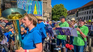 Tausende Blechbläserinnen und Bläser sind zum Landesposaunentag 2023 nach Ulm gekommen.