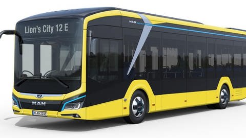 So sehen die E-Busse der Firma MAN fährt ab 2024 in der Flotte der Firma OVA in Aalen.