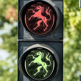 So oder so ähnlich könnte die Einhorn-Ampel für Schwäbisch Gmünd aussehen. Das Land hat jedenfalls grünes Licht für das Wappentier als Verkehrssignal gegeben.