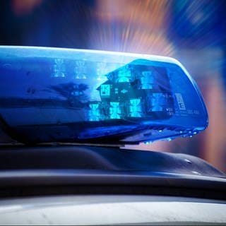 Ein Blaulicht. Nächtlicher Polizeieinsatz in Langenau: Drei Männer haben mit einer Straßenwalze eine Spritztour gemacht.
