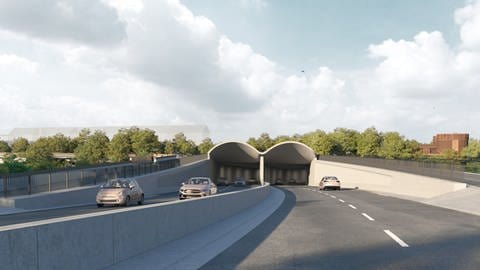 So soll die B10 in Ulm nach dem Umbau des Blaubeurer Rings und dem Neubau der Wallstraßenbrücke aussehen.