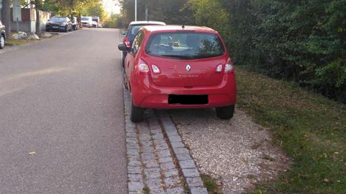 Streit um Strafzettel in Ulm: Ein Auto auf einer Kiesfläche, die die Stadt als Grünstreifen sieht.