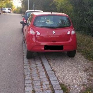 Streit um Strafzettel in Ulm: Ein Auto auf einer Kiesfläche, die die Stadt als Grünstreifen sieht.