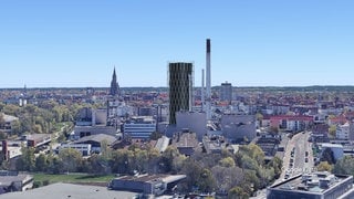 Er wird halb so hoch wie das Ulmer Münster: Der neue Turm der Fernwärme Ulm.