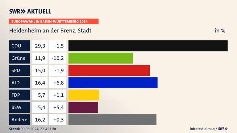 Grafik vom Wahlergebnis zur Europawahl