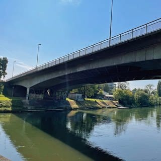 Eine große Brücke über eine Fluss, grün bewachsenes Ufer: Der Bund Naturschutz und Umwelt in Ulm hat eine Klage gegen den geplanten Neubau der Adenauerbrücke verworfen (Archivbild). 