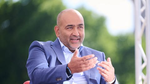 Grünen-Chef Omid Nouripour beim Sommerinterview der ARD.