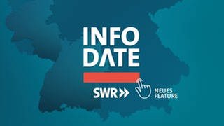 Auf einer Karte, auf der die Bundesländer Rheinland-Pfalz und Baden-Württemberg hervorgehoben sind, steht "SWR Aktuell. Das Audio-Nachrichten-Update".