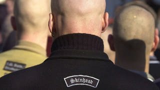 Rechte Skinheads auf einer Demonstration