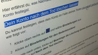 Auf einer Internetseite steht, wie mit einem Online-Konto nach dem Tod verfahren werden soll