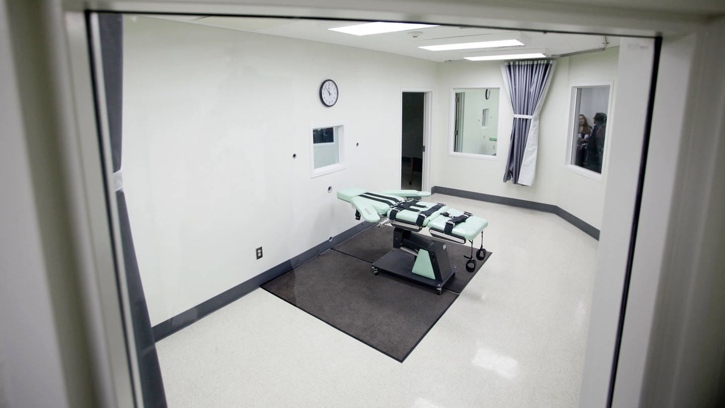 Blick in die Hinrichtungskammer des San Quentin Gefängnis
