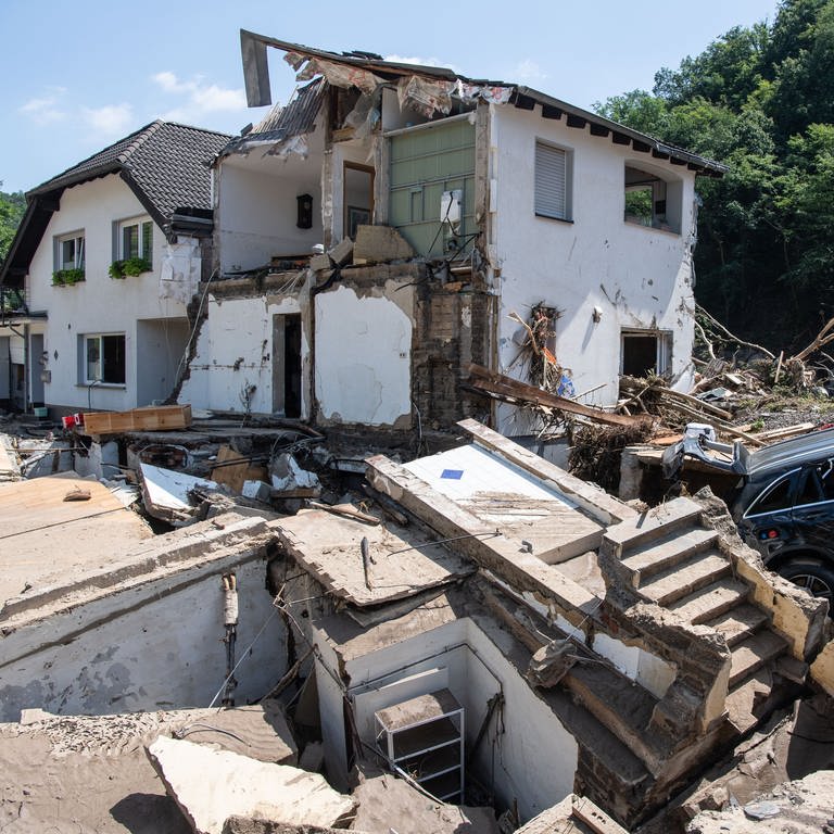Ein komplett zerstörtes Haus in Marienthal im Ahrtal.