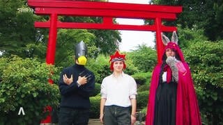 Cosplaytag im Japanischen Garten Kaiserslautern: Drei verkleidete Personen