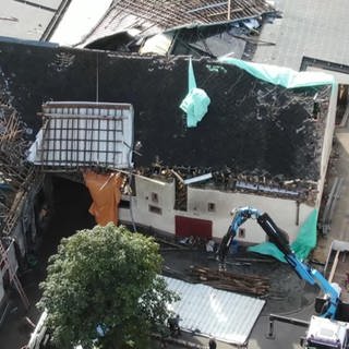 Vom Tornado zerstörtes Haus
