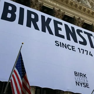 Birkenstock Plakat an der Börse