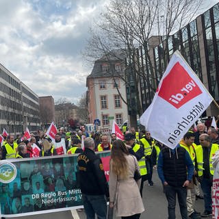 Demonstration während des Streiks der Busfahrer der privaten Betriebe in Rheinland-Pfalz