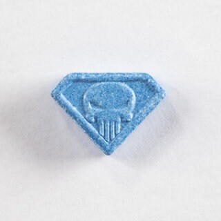 Eine blaue "Blue Punisher"-Ecstasy-Pille