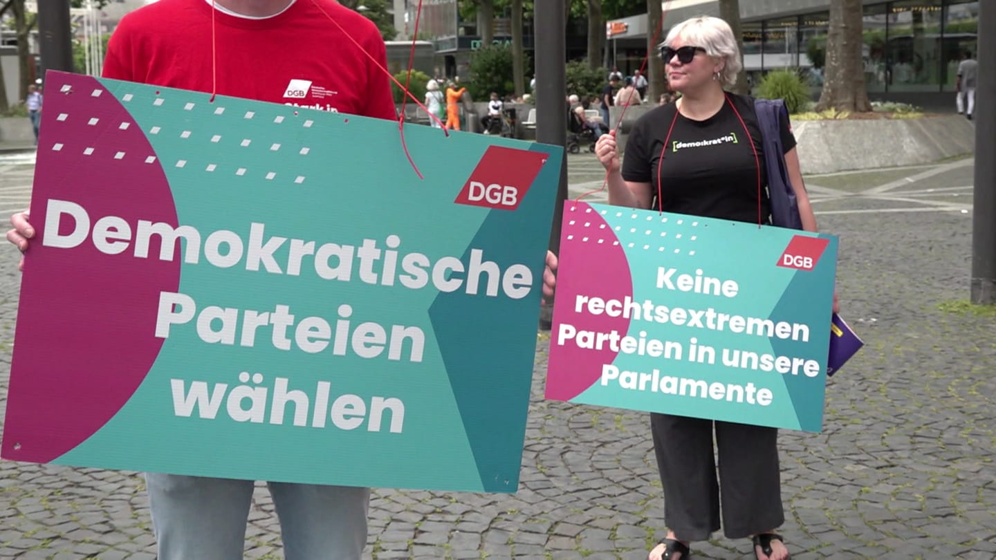 Auch der Deutsche Gewerkschaftsbund setzt sich für die Wahl demokratischer Parteien ein.
