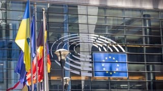 Nach der Europawahl: Die Flaggen der europäischen Mitgliedsstaaten wehen vor dem Gebäude des Europäischen Parlaments in Brüssel. 