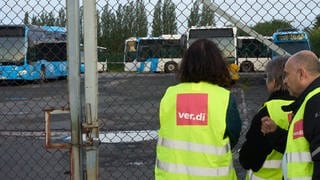 Streikendes Fahrpersonal steht vor Bussen. Es soll keine weiteren Streiks geben, nachdem eine Mediation erfolgreich war.