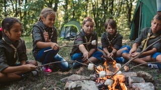 Pfadfinder rösten Marshmallows am Lagerfeuer (Symbolbild)