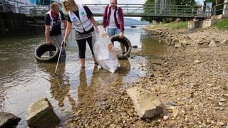 Auch in diesem Jahr sind wieder viele Helfende beim Rhein Clean Up unterwegs, um die Flussufer vom Müll zu reinigen. (Archivbild)