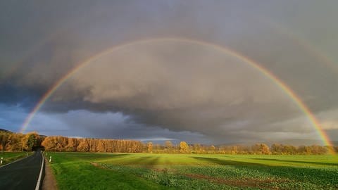 Regenbogen auf dem Weg von Föhren nach Naurath