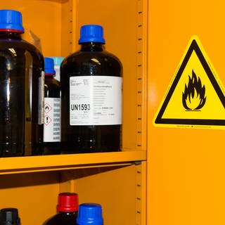 Brennbare Chemikalien in einem Labor
