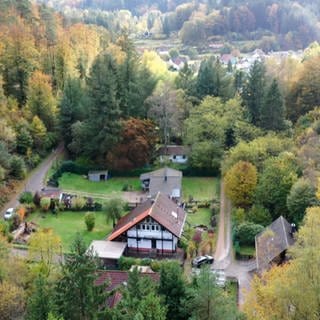 Eine Drohenaufnahme von oben vom Neubaugebiet im Eschhebelloch in Trippstadt