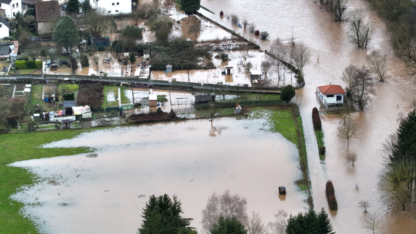Hochwasser in Odenbach im Kreis Kusel: Der Glan trat über die Ufer und hatte zeitweise einen Pegelstand von mehr als 4,80 Meter.