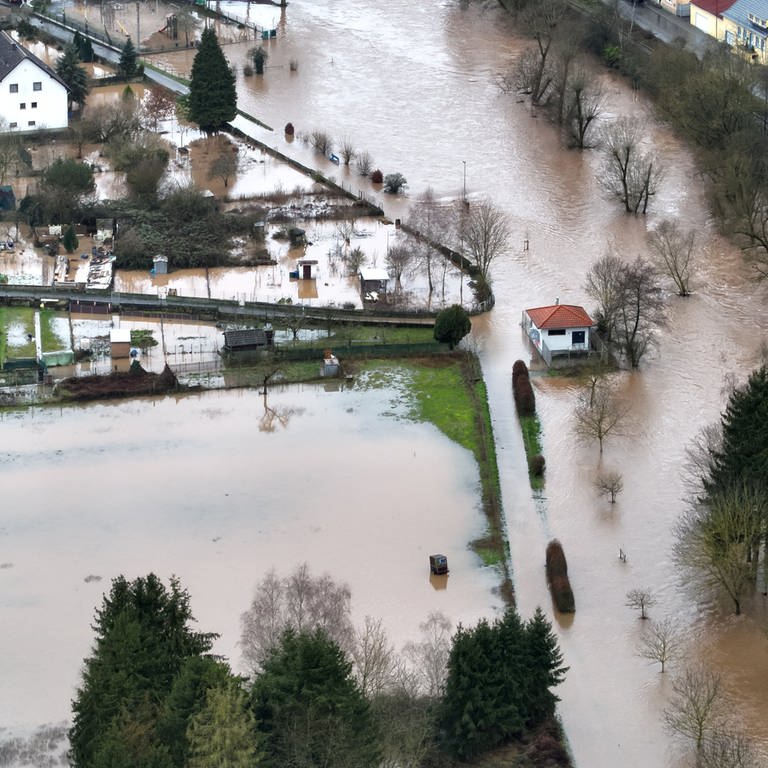 Hochwasser in Odenbach im Kreis Kusel: Der Glan trat über die Ufer und hatte zeitweise einen Pegelstand von mehr als 4,80 Meter.  