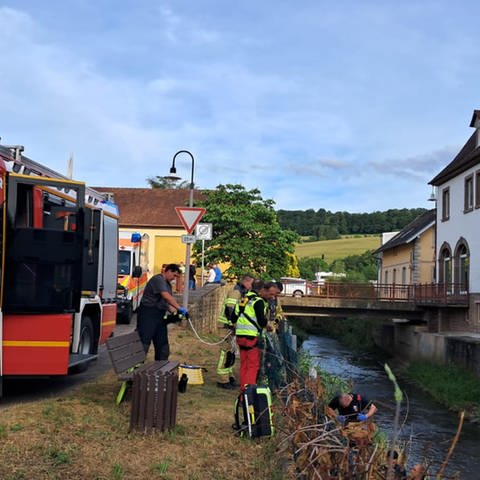 Die Feuerwehr Altenglan hat eine Person in Altenglan aus dem Kuselbach gerettet.