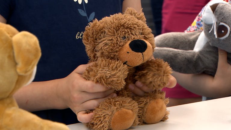 Der große Moment vor dem Pieks: Dieser Teddybär bekommt gleich seine Grippeimpfung. 