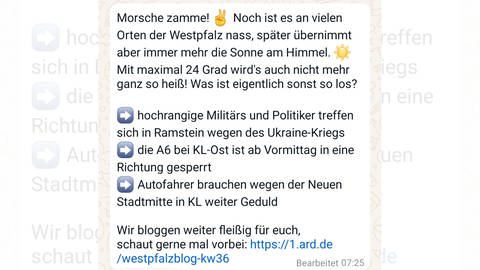 News im WhatsApp-Kanal des SWR Studio Kaiserslautern.