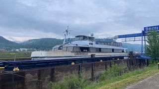 Schiffswrack "Carmen Sylva": Das Passagierschiff war Ende März im Hafen von Brohl-Lützing aus noch ungeklärter Ursache gesunken.