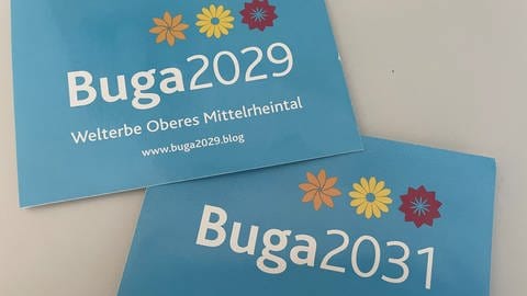 Zwei BUGA-Postkarten mit den Jahreszahlen einmal 2031 und 2029