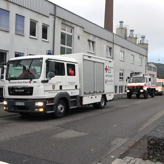 Hunderte Einsatzkräfte üben den Katastrophenfall in Lahnstein in Rheinland-Pfalz auf dem Gelände eines Chemieunternehmens