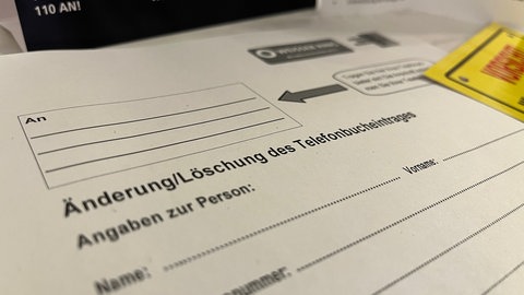 Ein Formular zur Änderung des Telefonbucheintrags, um sich vor Schockanrufen zu schützen.