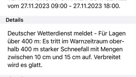 Unwetterwarnung über Katwarn für den Westerwald