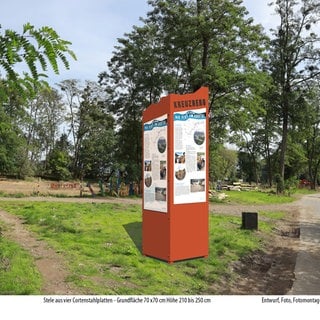 Fotomontage von eiern Stele des Gedenkwegs im Ahrtal