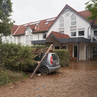 Das Haus der Lebenshilfe in Sinzig am Tag nach der Katastrophe