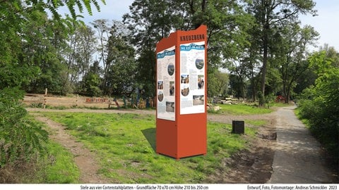 Fotomontage von eiern Stele des Gedenkwegs im Ahrtal