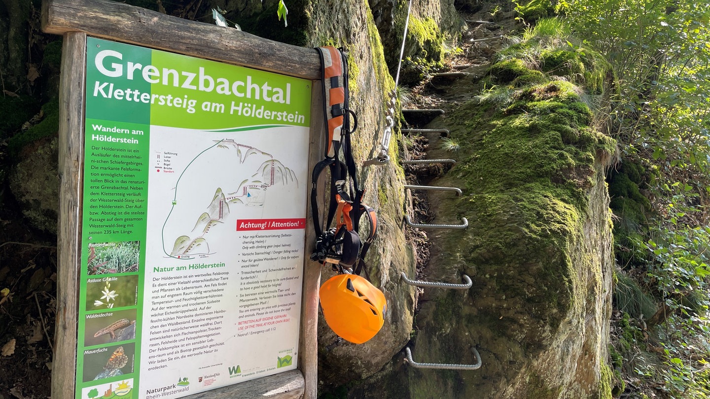 Der Klettersteig am Hölderstein im Westerwald.